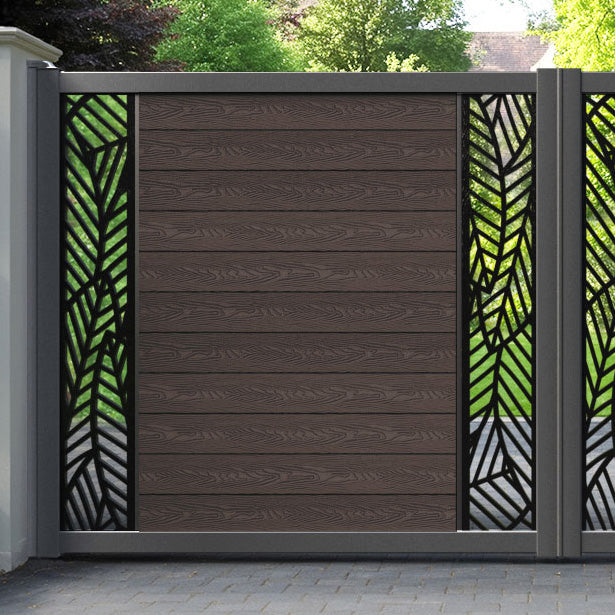 Classic Habitat Straight Top Driveway Gate - Mid Brown - Middle & End Screen
