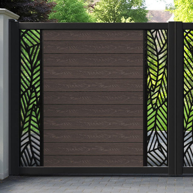 Classic Habitat Straight Top Driveway Gate - Mid Brown - Middle & End Screen
