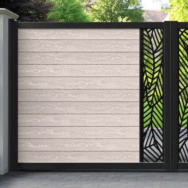 Classic Habitat Straight Top Driveway Gate - Mid Stone - Middle Screen