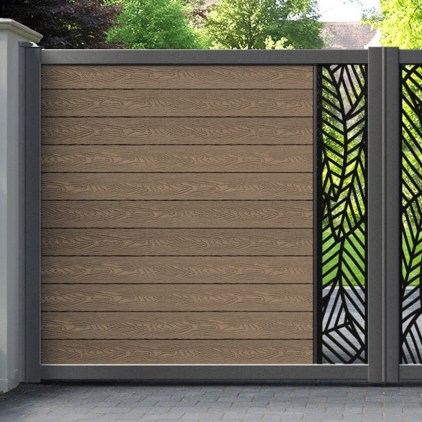 Classic Habitat Straight Top Driveway Gate - Teak - Middle Screen