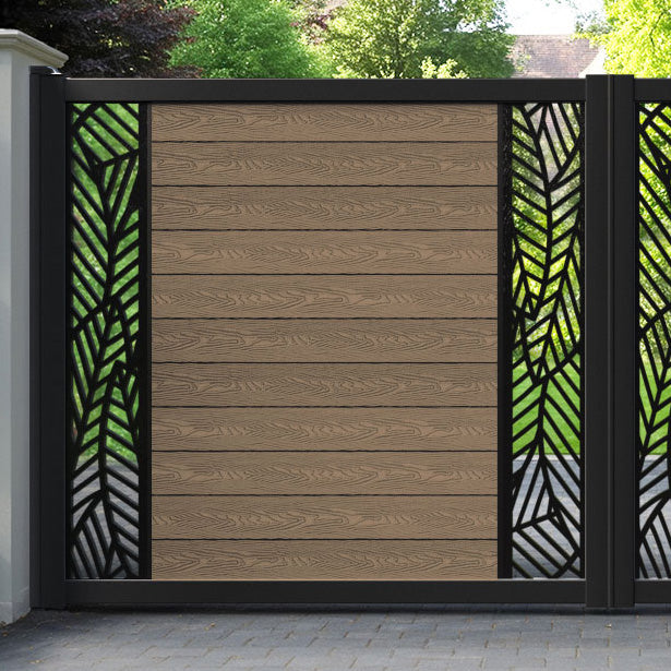 Classic Habitat Straight Top Driveway Gate - Teak - Middle & End Screen