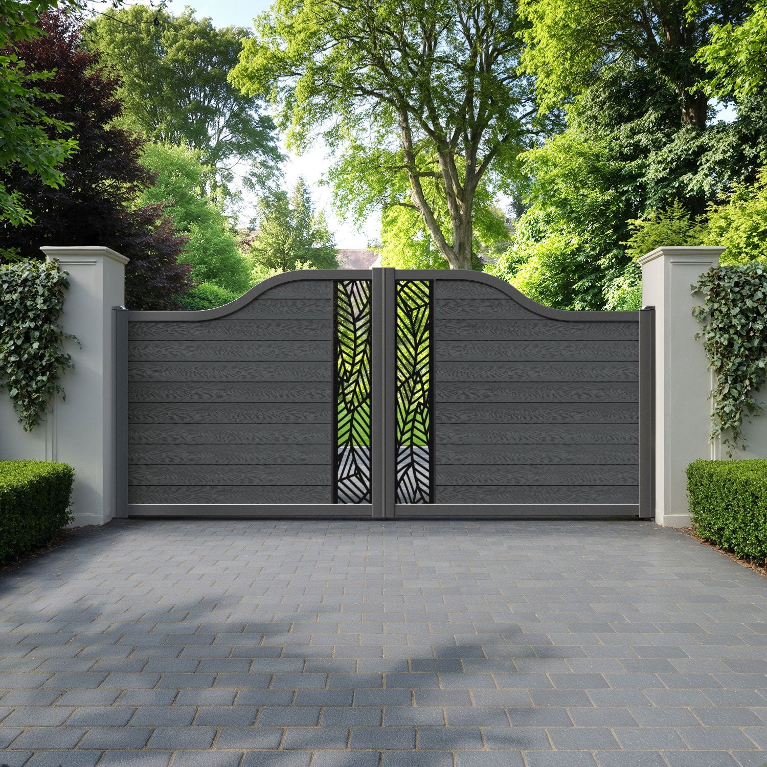 Classic Habitat Curved Top Driveway Gate - Dark Grey - Middle Screen