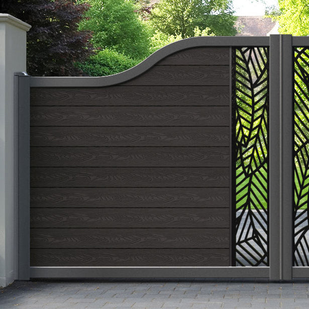 Classic Habitat Curved Top Driveway Gate - Dark Oak - Middle Screen