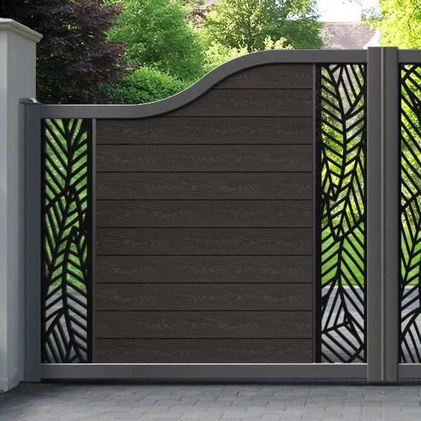 Classic Habitat Curved Top Driveway Gate - Dark Oak - Middle & End Screen