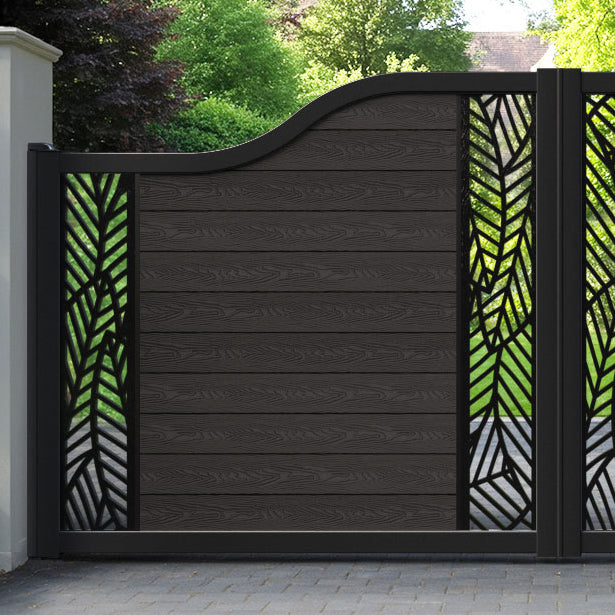 Classic Habitat Curved Top Driveway Gate - Dark Oak - Middle & End Screen