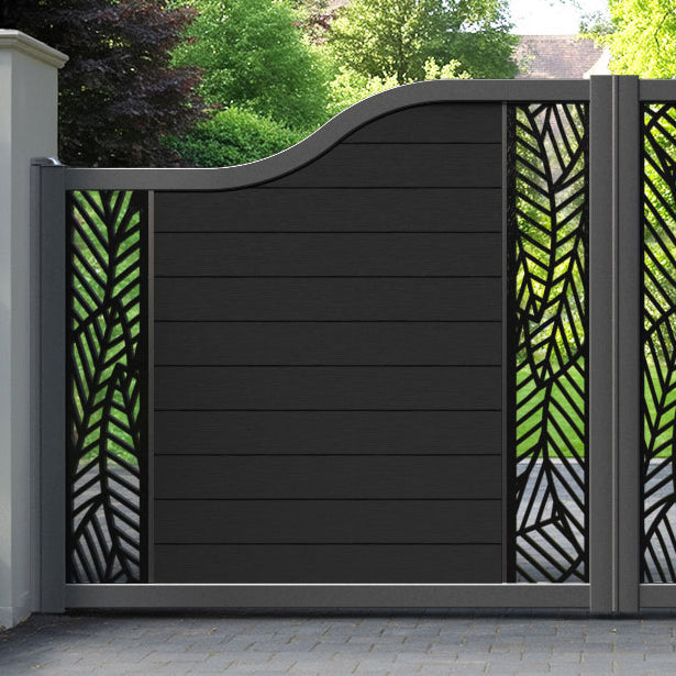 Fusion Habitat Curved Top Driveway Gate - Black - Middle & End Screen