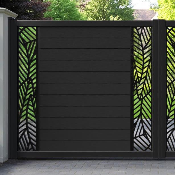 Fusion Habitat Straight Top Driveway Gate - Black - Middle & End Screen