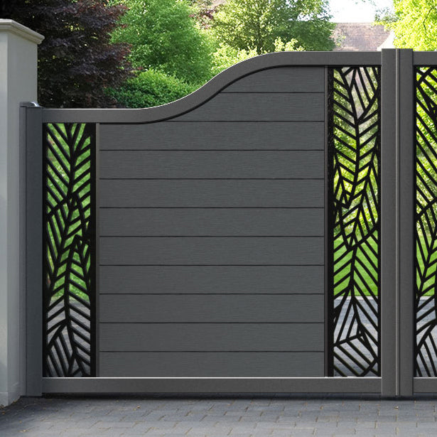 Fusion Habitat Curved Top Driveway Gate - Dark Grey - Middle & End Screen