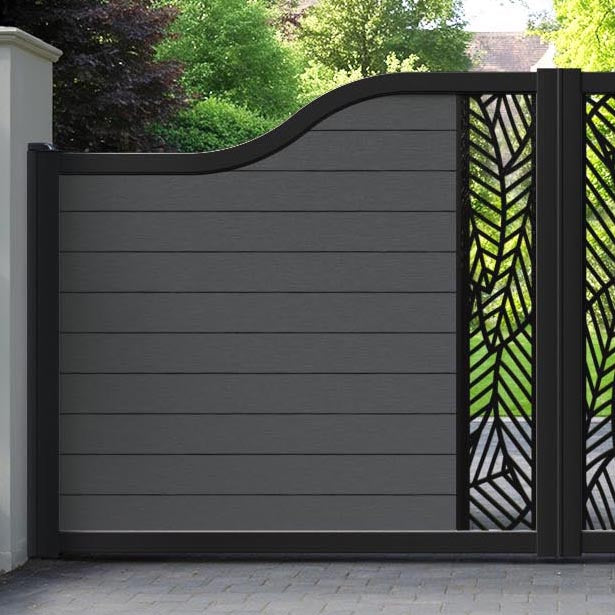 Fusion Habitat Curved Top Driveway Gate - Dark Grey - Middle Screen