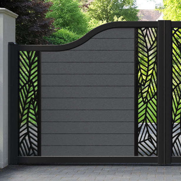Fusion Habitat Curved Top Driveway Gate - Dark Grey - Middle & End Screen