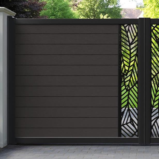 Fusion Habitat Straight Top Driveway Gate - Dark Oak - Middle Screen