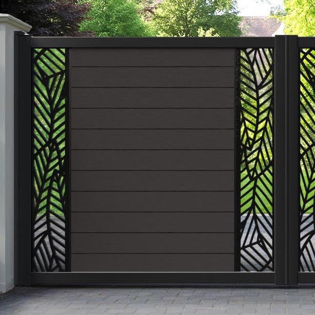 Fusion Habitat Straight Top Driveway Gate - Dark Oak - Middle & End Screen