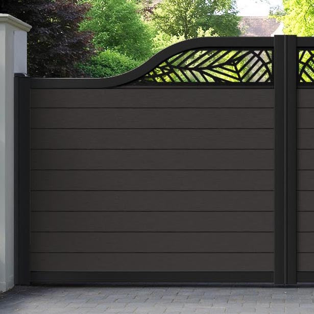 Fusion Habitat Curved Top Driveway Gate - Dark Oak - Top Screen