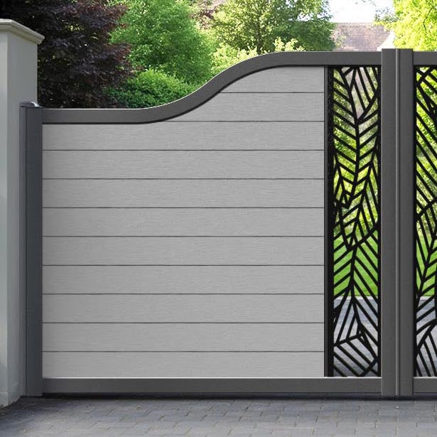 Fusion Habitat Curved Top Driveway Gate - Light Grey - Middle Screen