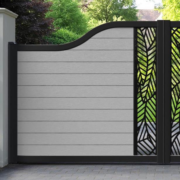 Fusion Habitat Curved Top Driveway Gate - Light Grey - Middle Screen