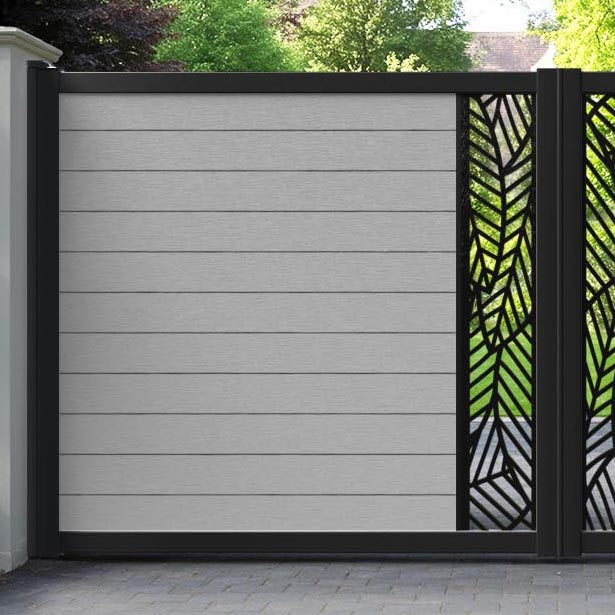 Fusion Habitat Straight Top Driveway Gate - Light Grey - Middle Screen
