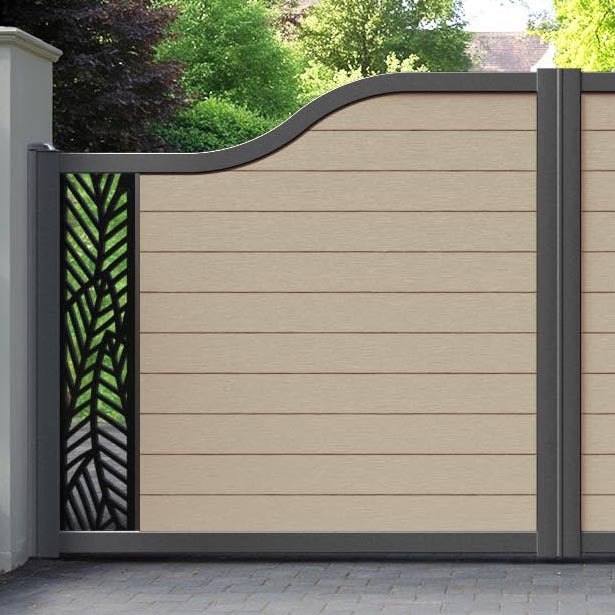 Fusion Habitat Curved Top Driveway Gate - Light Oak - End Screen