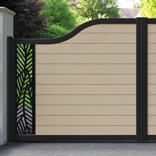 Fusion Habitat Curved Top Driveway Gate - Light Oak - End Screen