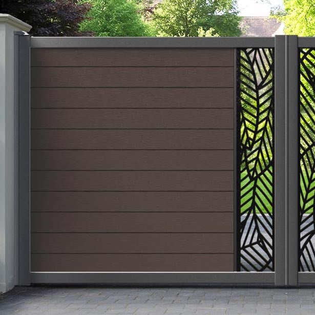 Fusion Habitat Straight Top Driveway Gate - Mid Brown - Middle Screen
