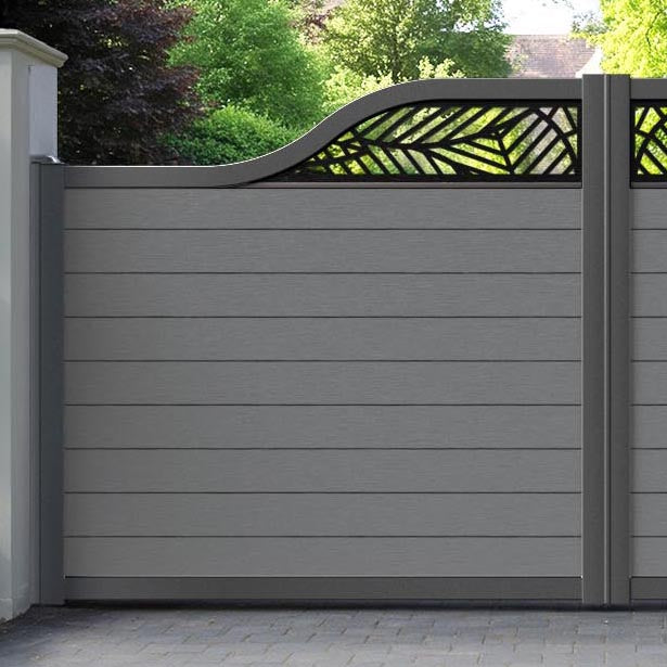 Fusion Habitat Curved Top Driveway Gate - Mid Grey - Top Screen
