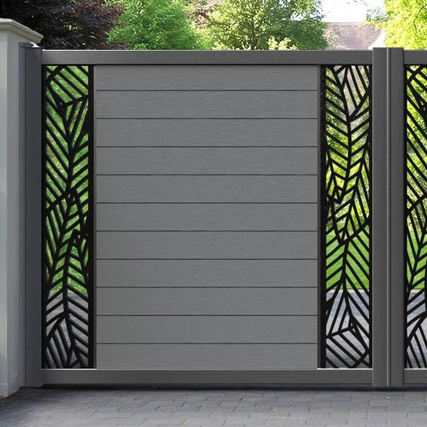 Fusion Habitat Straight Top Driveway Gate - Mid Grey - Middle & End Screen