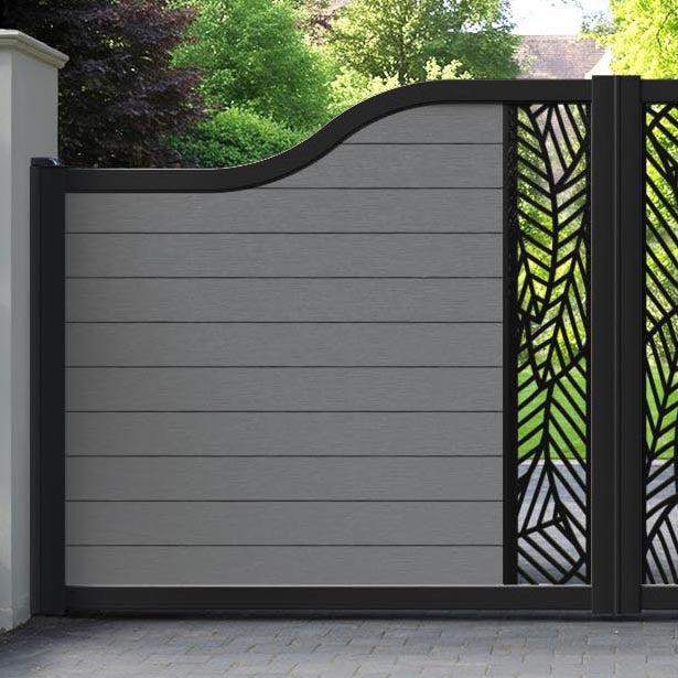Fusion Habitat Curved Top Driveway Gate - Mid Grey - Middle Screen