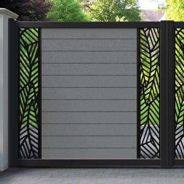 Fusion Habitat Straight Top Driveway Gate - Mid Grey - Middle & End Screen