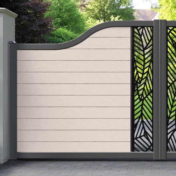 Fusion Habitat Curved Top Driveway Gate - Mid Stone - Middle Screen