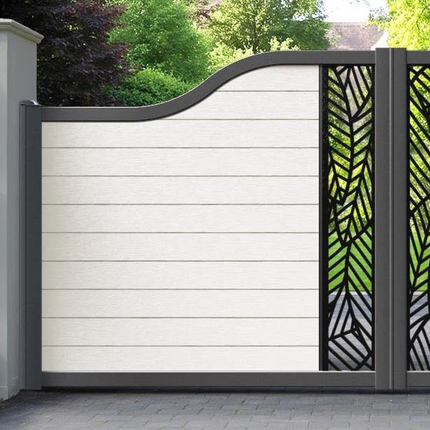 Fusion Habitat Curved Top Driveway Gate - Light Stone - Middle Screen