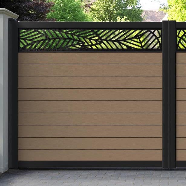 Fusion Habitat Straight Top Driveway Gate - Teak - Top Screen