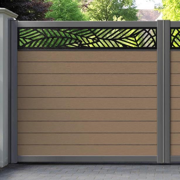 Fusion Habitat Straight Top Driveway Gate - Teak - Top Screen