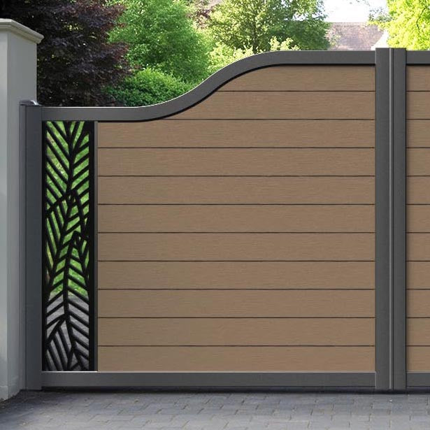 Fusion Habitat Curved Top Driveway Gate - Teak - End Screen