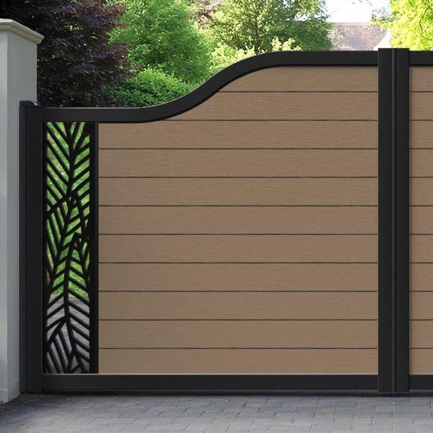 Fusion Habitat Curved Top Driveway Gate - Teak - End Screen