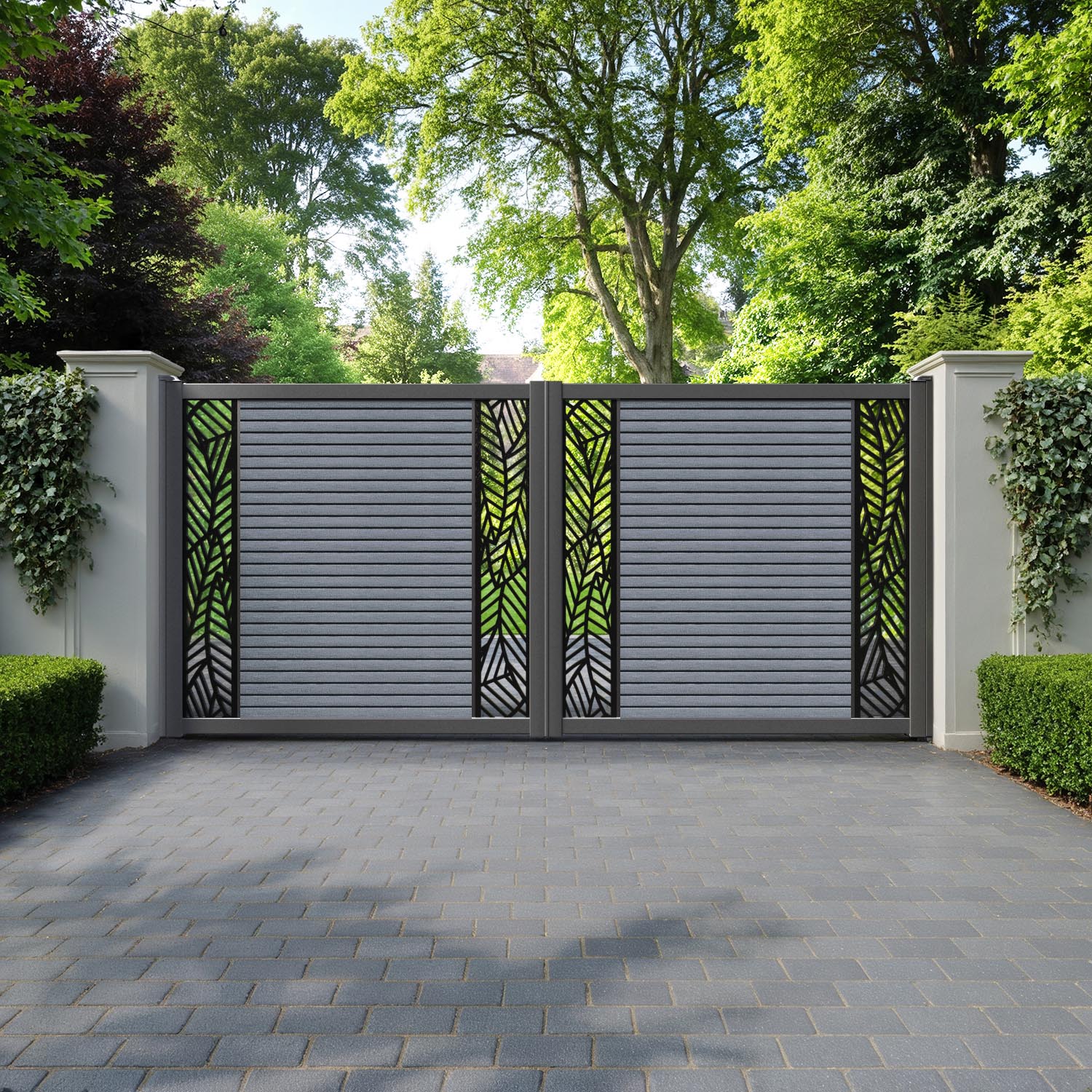 Hudson Habitat Straight Top Driveway Gate - Anthracite - Middle & End Screen