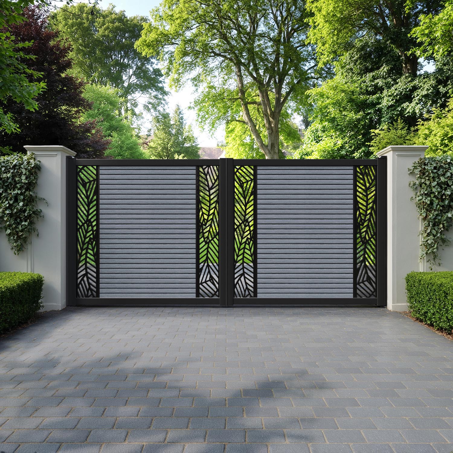 Hudson Habitat Straight Top Driveway Gate - Anthracite - Middle & End Screen