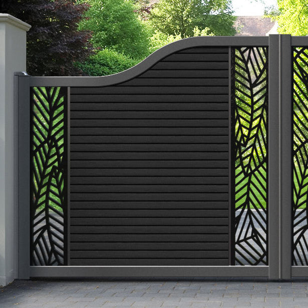 Hudson Habitat Curved Top Driveway Gate - Black - Middle & End Screen