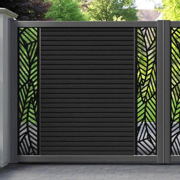 Hudson Habitat Straight Top Driveway Gate - Black - Middle & End Screen