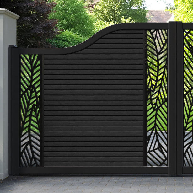 Hudson Habitat Curved Top Driveway Gate - Black - Middle & End Screen