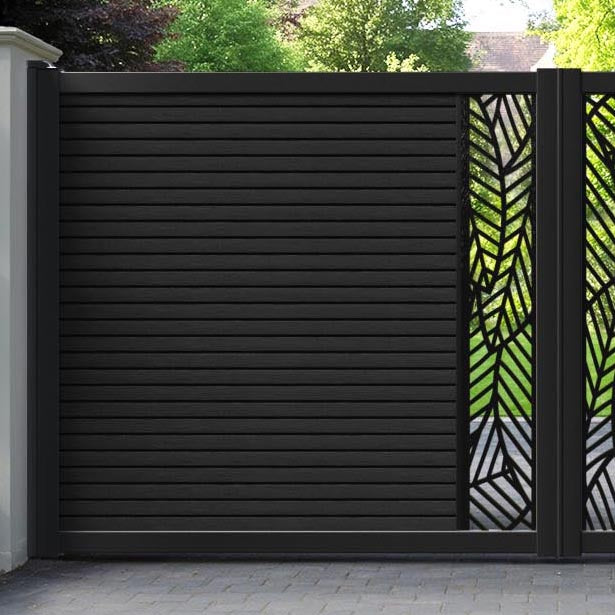 Hudson Habitat Straight Top Driveway Gate - Black - Middle Screen