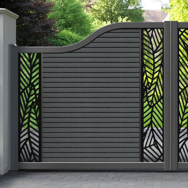 Hudson Habitat Curved Top Driveway Gate - Dark Grey - Middle & End Screen