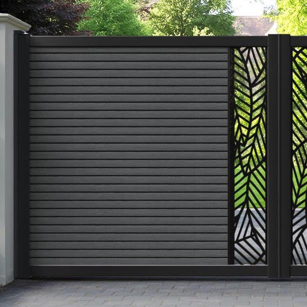 Hudson Habitat Straight Top Driveway Gate - Dark Grey - Middle Screen
