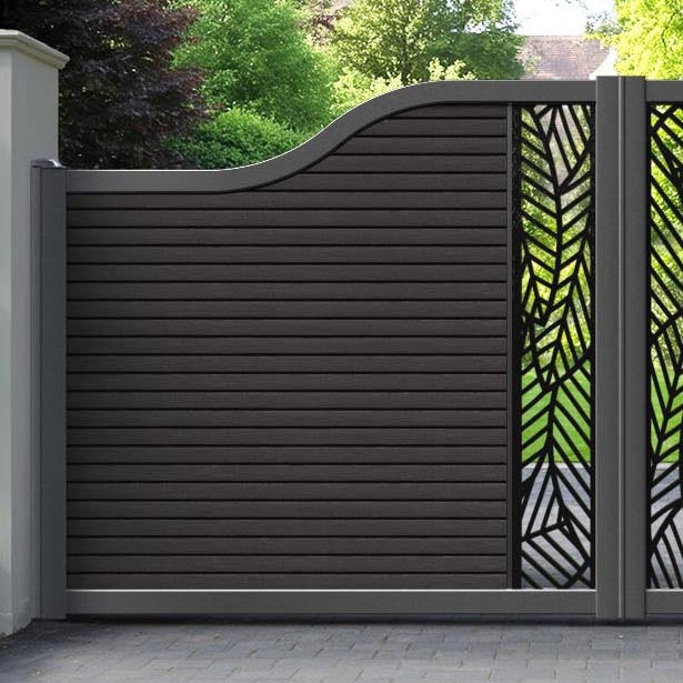 Hudson Habitat Curved Top Driveway Gate - Dark Oak - Middle Screen