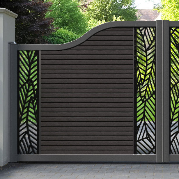 Hudson Habitat Curved Top Driveway Gate - Dark Oak - Middle & End Screen