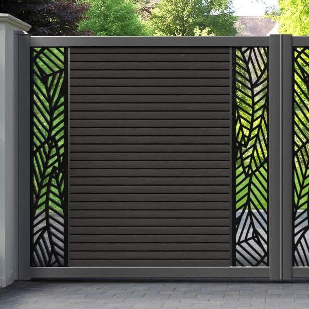 Hudson Habitat Straight Top Driveway Gate - Dark Oak - Middle & End Screen