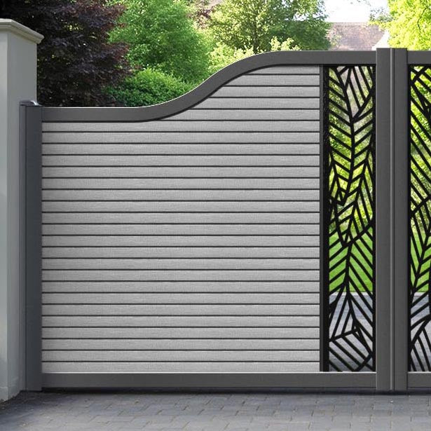 Hudson Habitat Curved Top Driveway Gate - Light Grey - Middle Screen