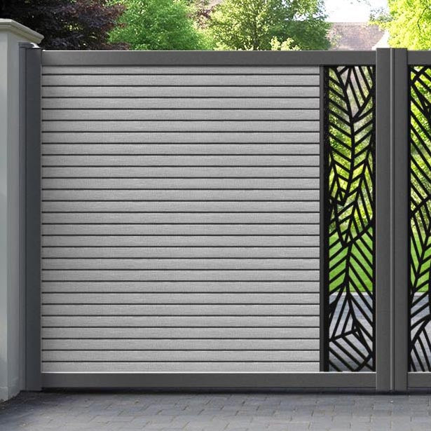 Hudson Habitat Straight Top Driveway Gate - Light Grey - Middle Screen