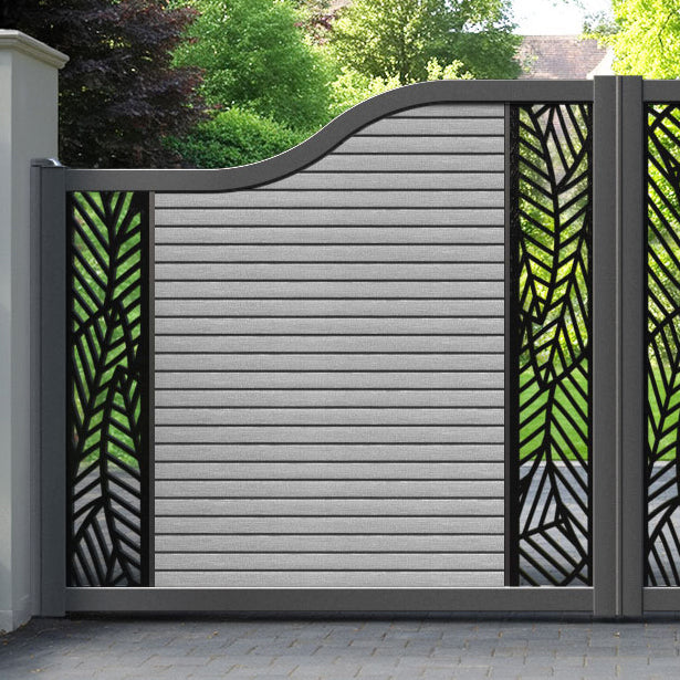 Hudson Habitat Curved Top Driveway Gate - Light Grey - Middle & End Screen