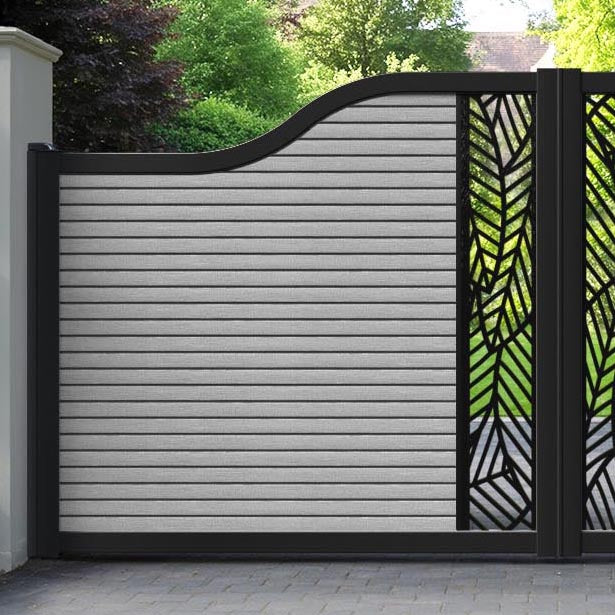 Hudson Habitat Curved Top Driveway Gate - Light Grey - Middle Screen