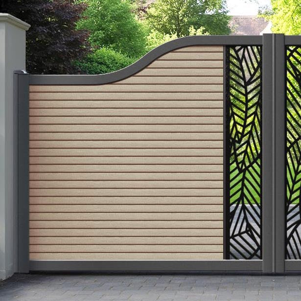 Hudson Habitat Curved Top Driveway Gate - Light Oak - Middle Screen