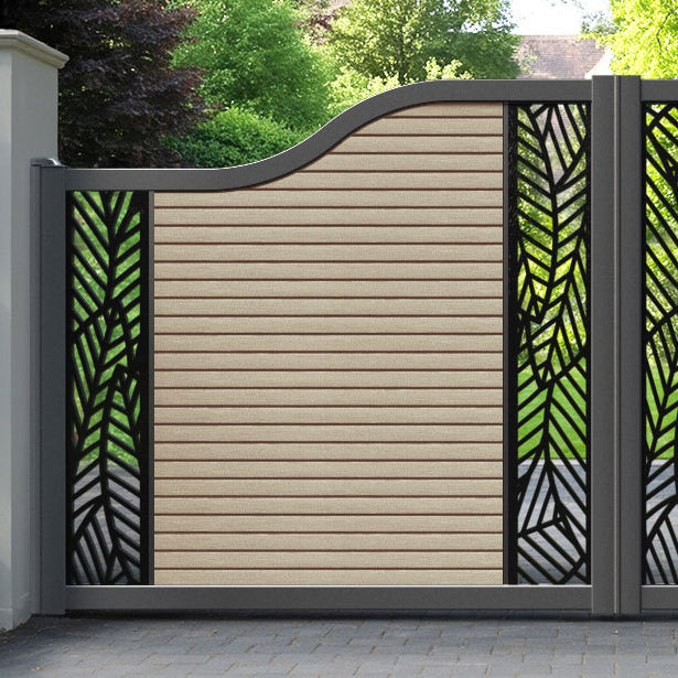 Hudson Habitat Curved Top Driveway Gate - Light Oak- Middle & End Screen